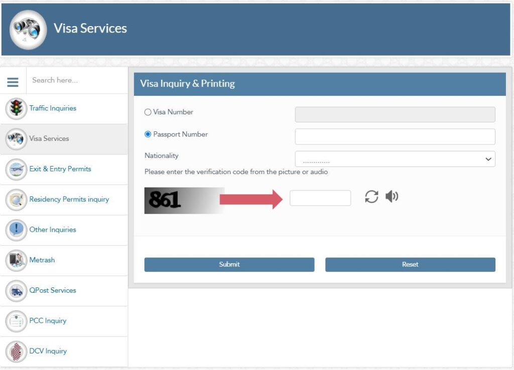 qatar visa status check with passport number